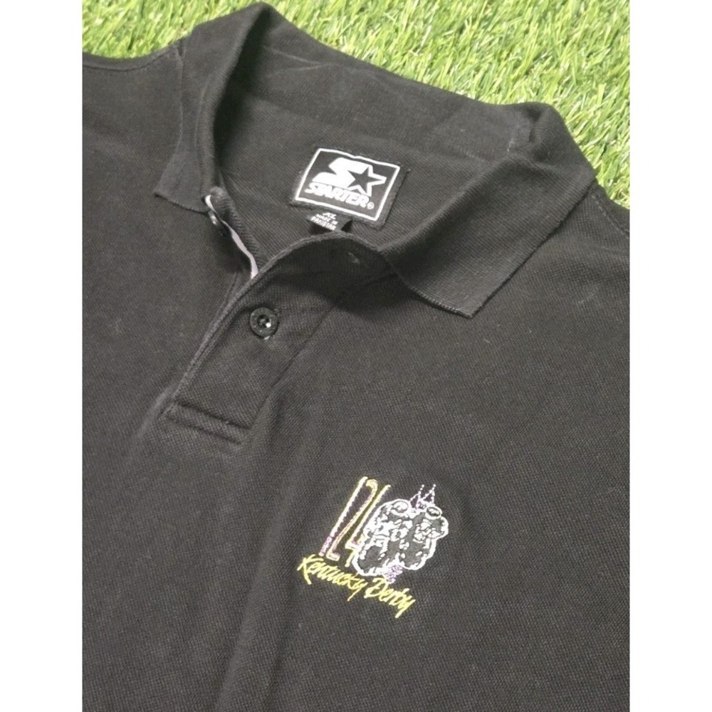 Vintage 1998 Starter Kentucky Derby 124th Polo Shirt Black Size XL 90s Horse...